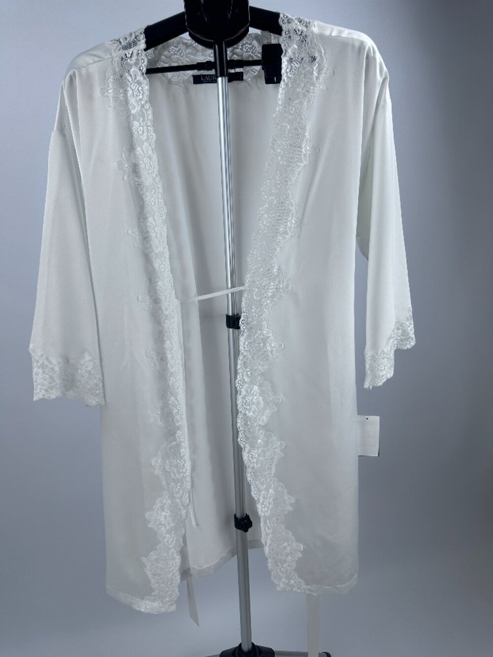 Lauren Ralph Lauren Ivory Satin Lace Trim Robe NWT Bridal Loungewear Robe L